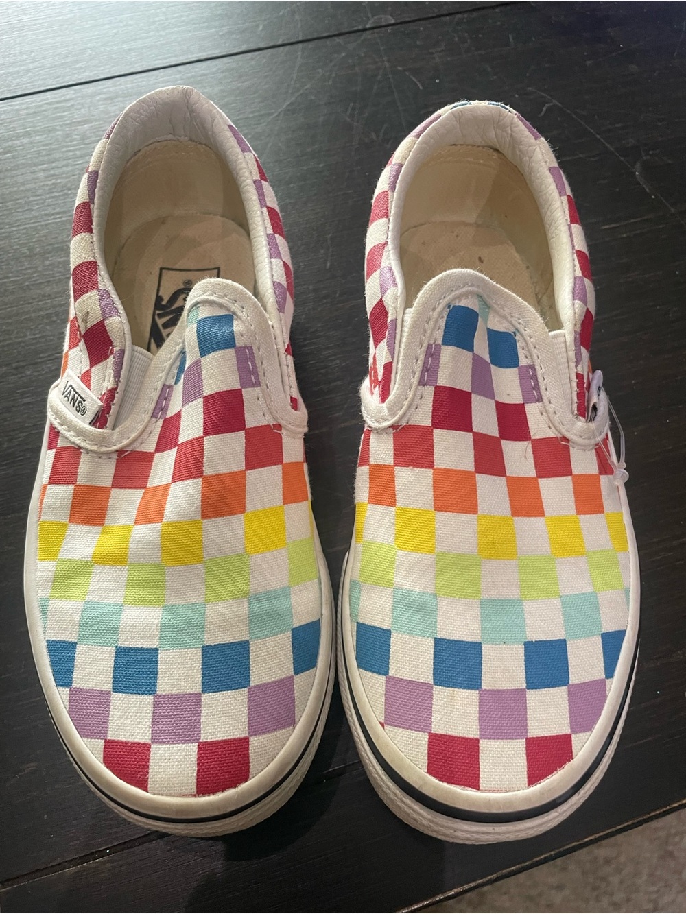 Vans Kids Rainbow Checkerboard Slip-On Shoes